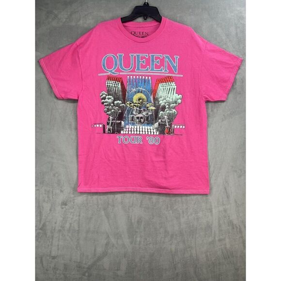New Urban Outfitters Queen Distressed Oversized Tee One Size Pink Crew Neck - Picture 2 of 7